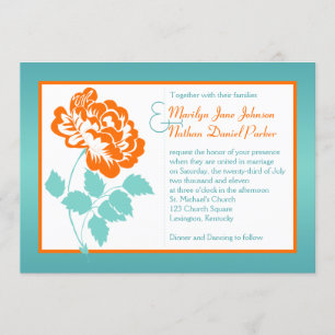 Naranja Peony sobre la invitación a la boda turque