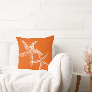Naranja Persimmon Pareja Starfish Almohada decorat