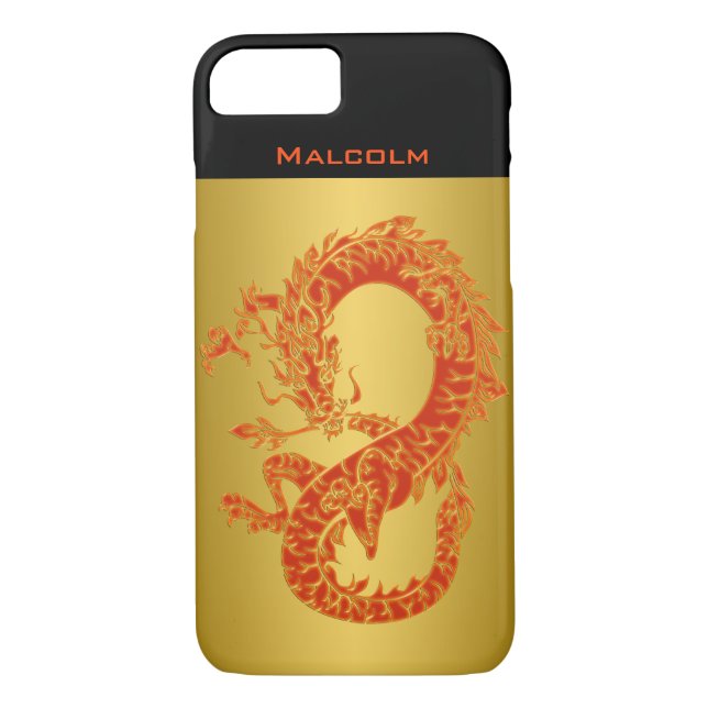 Naranja personalizado Dragon 2 Funda para iPhone 7 (Reverso)