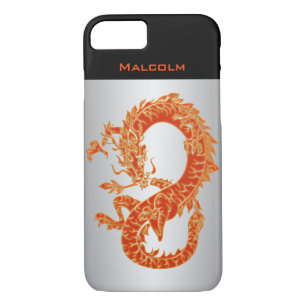 Naranja personalizado Dragon iPhone 7 Funda