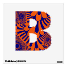 Naranja personalizado Letra azul bucle B Decal