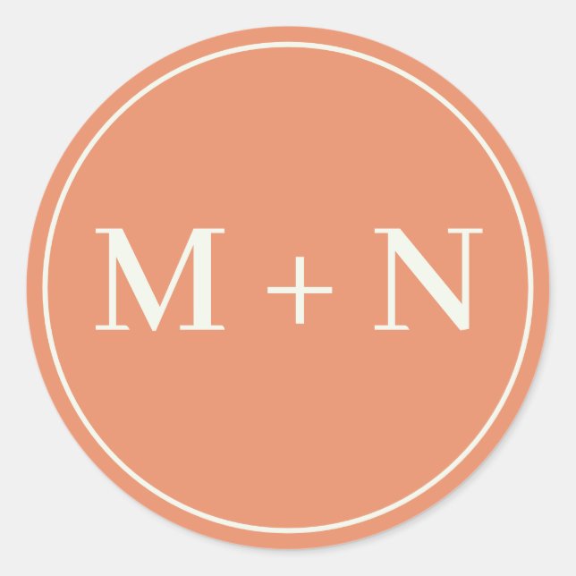 Naranja personalizado Pegatina inicial con Monogra (Anverso)