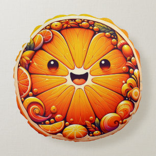 Naranja personalizado Reducir la almohada redonda 