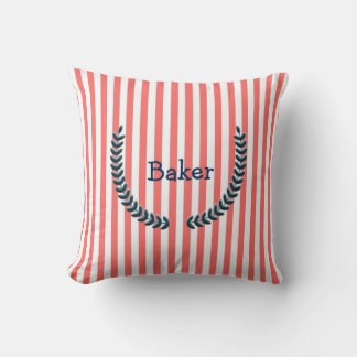 Naranja personalizado y Cojín decorativo de rayas
