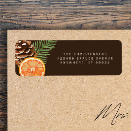 Naranja Pinecone Pine Sprig Personalizado Etiqueta