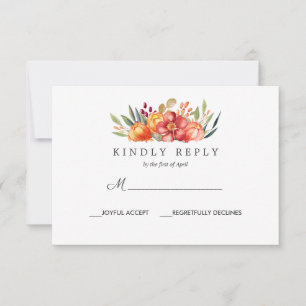 naranja Pintado Respuesta Boda Floral Rsvp