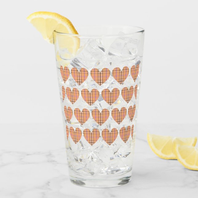 Naranja Plaid Flannel Heart (Anverso (hielo))