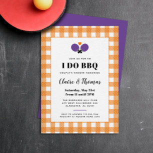 Naranja Plaid I Do BBQ Ping Pong Invitación