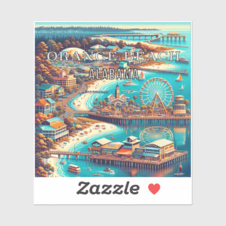 Naranja Playa Alabama Pegatina de vinilo de 3 pulg