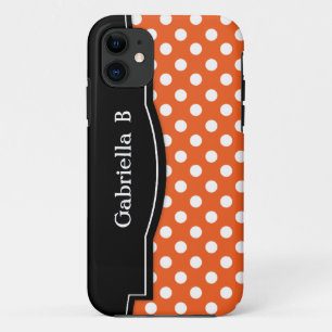Naranja Polka Dot Black Frame iPhone 5 funda