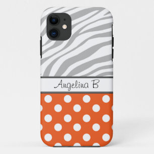 Naranja Polka Dot Light Zebra Print iPhone 5 Funda