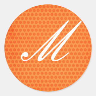 Naranja Polka Dot Monogrammed Pegatina