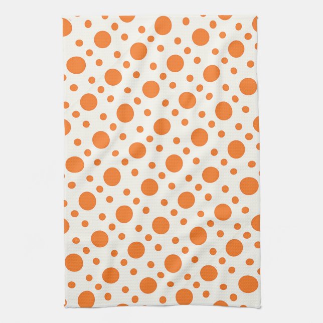 Naranja Polka Dot Retro Diseño Cocina Toalla (Vertical)