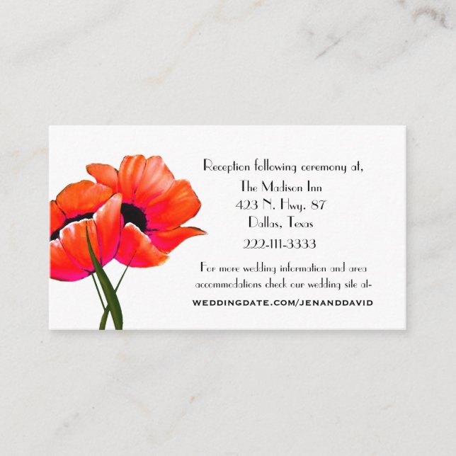 Naranja Poppies Boda tarjetas de gabinete (Anverso)