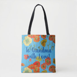 Naranja Poppies Florales Abuela Bolsa de Amor
