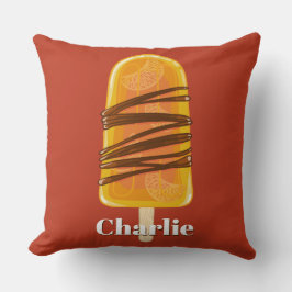 Naranja Popsicle nombre personalizado y almohadas 