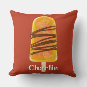 Naranja Popsicle nombre personalizado y almohadas