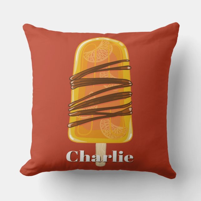 Naranja Popsicle nombre personalizado y almohadas  (Anverso)