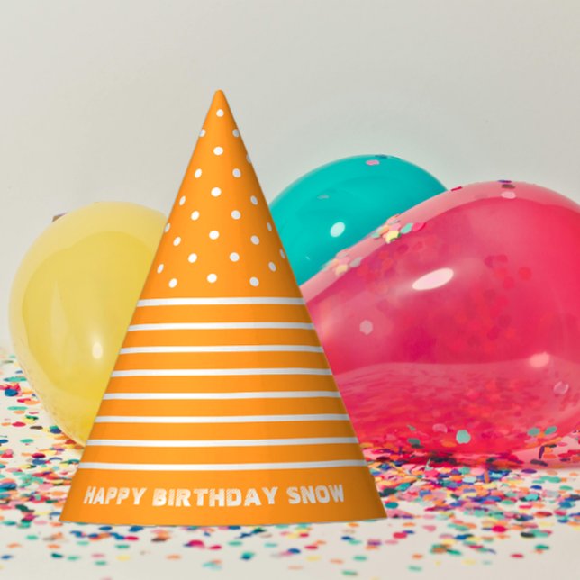 Naranja, puntos blancos, Gorra Fiesta de franjas (Subido por el creador)