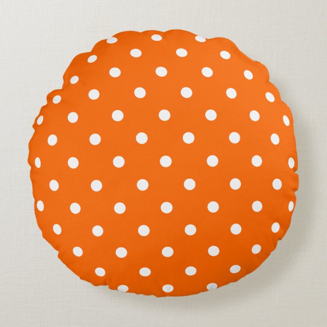 Naranja Puntos de Polka Alrededor de la almohada (Anverso)