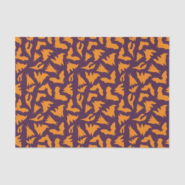 Naranja Purple Bats patrón Papel de tejidos de Hal (Anverso)