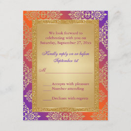 Naranja Purpura Brillo Dorado FALSO, Tarjeta de Re