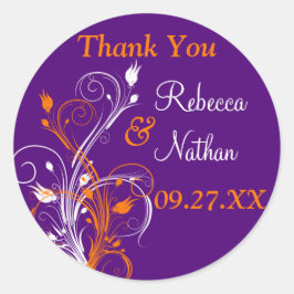 Naranja púrpura Floral blanca Pegatina Boda de 1,5