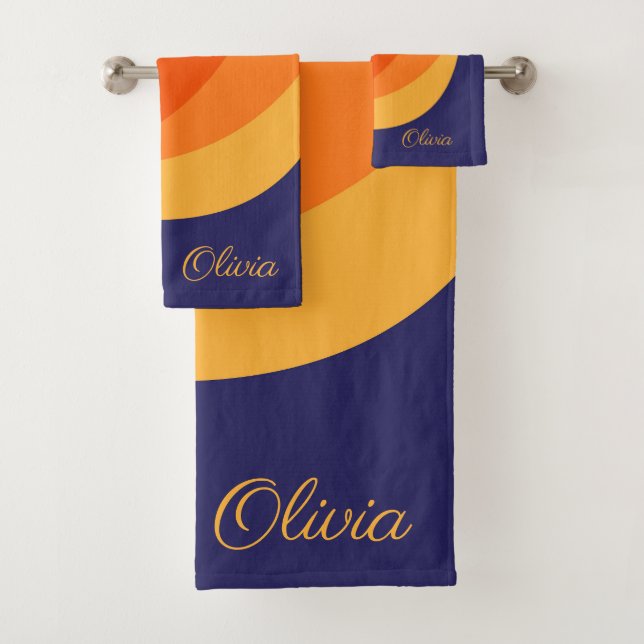 Naranja púrpura y ondas diagonales retro amarillas (In situ)