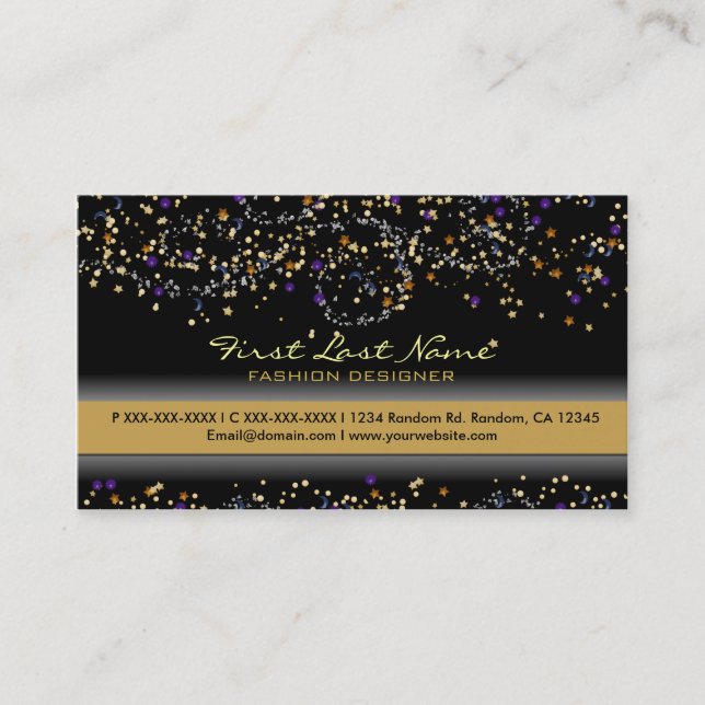 Naranja purpurina azul specks tarjetas de visita p (Anverso)