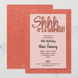 Naranja Purpurina SORPRISE Invitaciones de cumplea