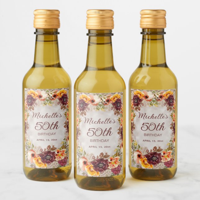 Naranja quemada en Borgoña Floral Mujeres 50 años (Botellas)
