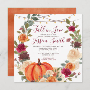 Naranja quemado cae en amor Invitación a ducha de