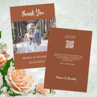 Naranja quemado Código QR boda foto tarjeta de agr