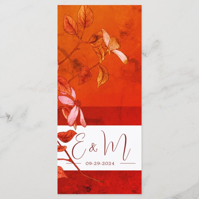 Naranja Quemado de Menús Terracotta Floral (Reverso)