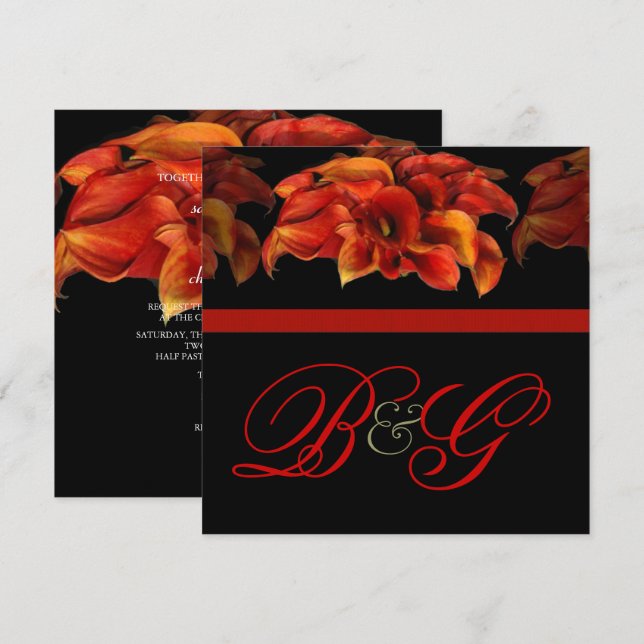 NARANJA QUEMADO DE PixDezines INVITACIONES DE LILY (Anverso / Reverso)