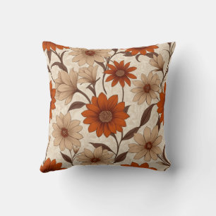Naranja quemado en Victoria almohada floral Throw