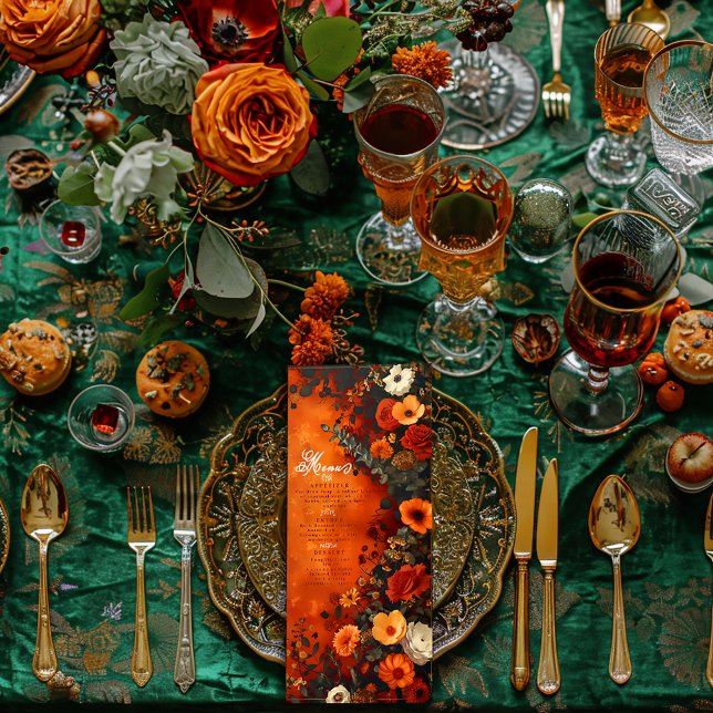 Naranja quemado encantado Menú de cena mínimo de o (Enchanting Druid Hill Intimate Dinner Wedding Menu )