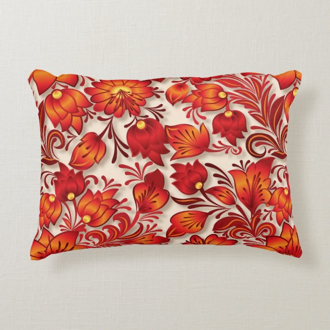 Naranja quemado floral elegante almohada de acento (Anverso)