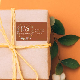 Naranja quemado Pegatina de Baby Shower de otoño
