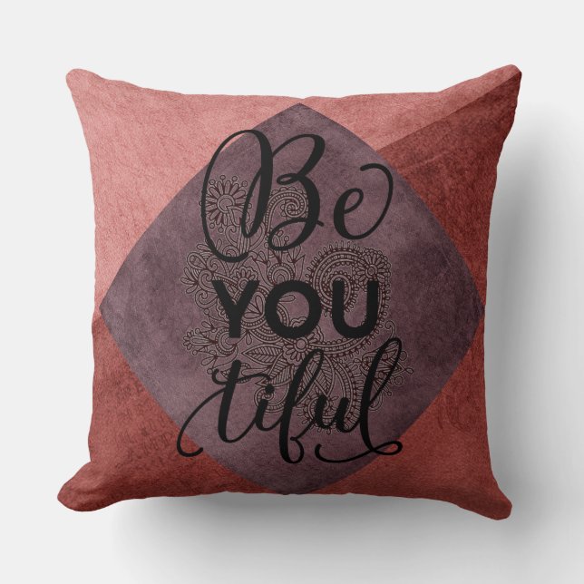 Naranja quemado/Plum Hermosa almohada de lujo (Anverso)