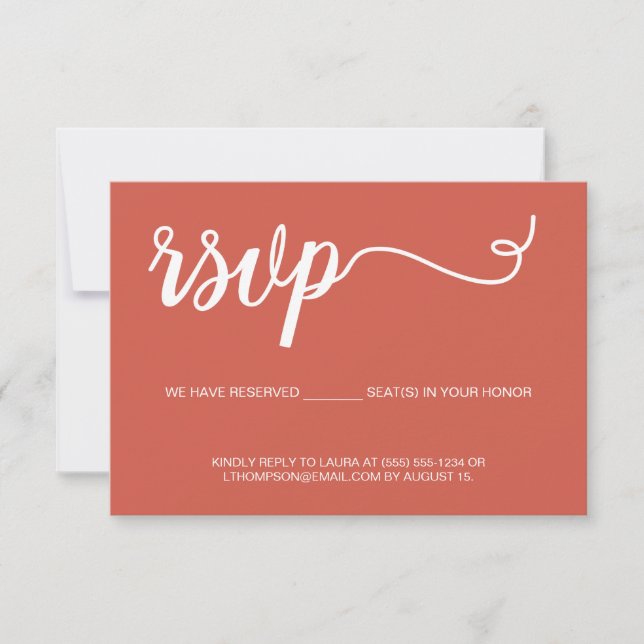 Naranja quemado Simple Script RSVP sin correo (Anverso)