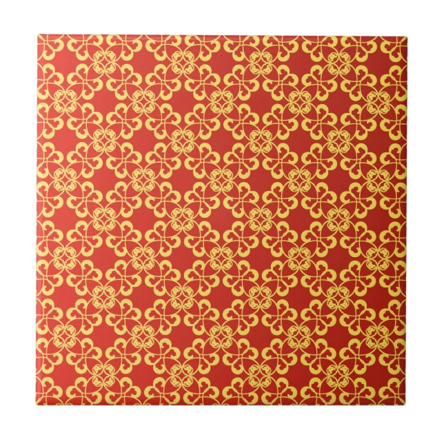 naranja quemado y azulejo patrón oro (Frente)