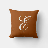 Naranja quemado y Cojín decorativo monograma blanc