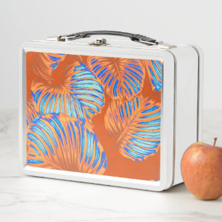 Naranja quemado y hojas tropicales turquesas