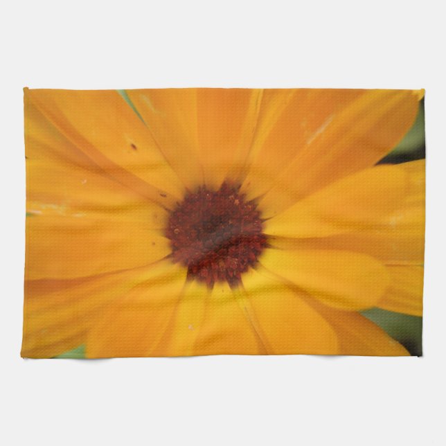 Naranja Rain Daisy Kitchel Toalla (Horizontal)