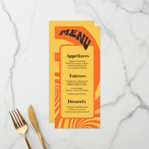 Naranja Retro 70 Menú Boda amarillo de 3 platos