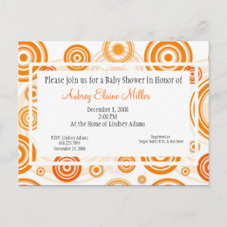 Naranja Retro apunta a la invitación de Baby Showe