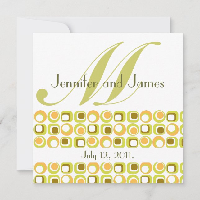 Naranja retro del rosa de la invitación de la boda (Anverso)