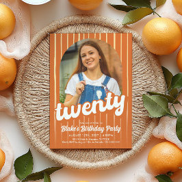 Naranja Retro Invitación A Cumpleaños 20