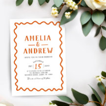 Naranja retro negrita invitación a matrimonio simp